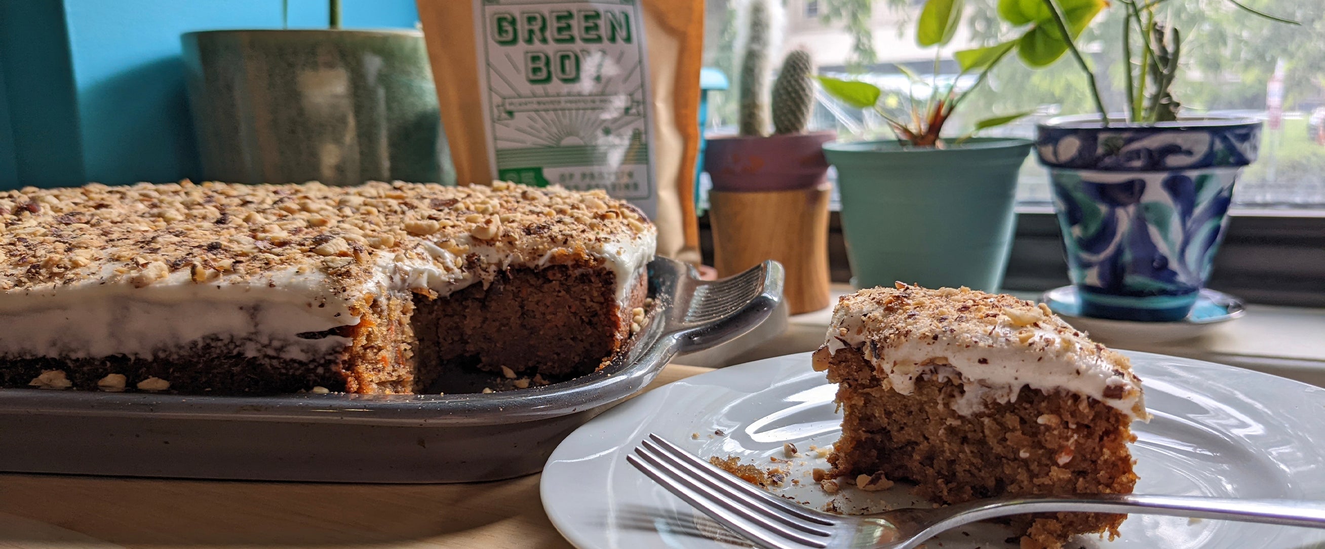 Banana Carrot Cake w/ Vanilla Cream Cheese Frosting & Toasted Hazelnuts