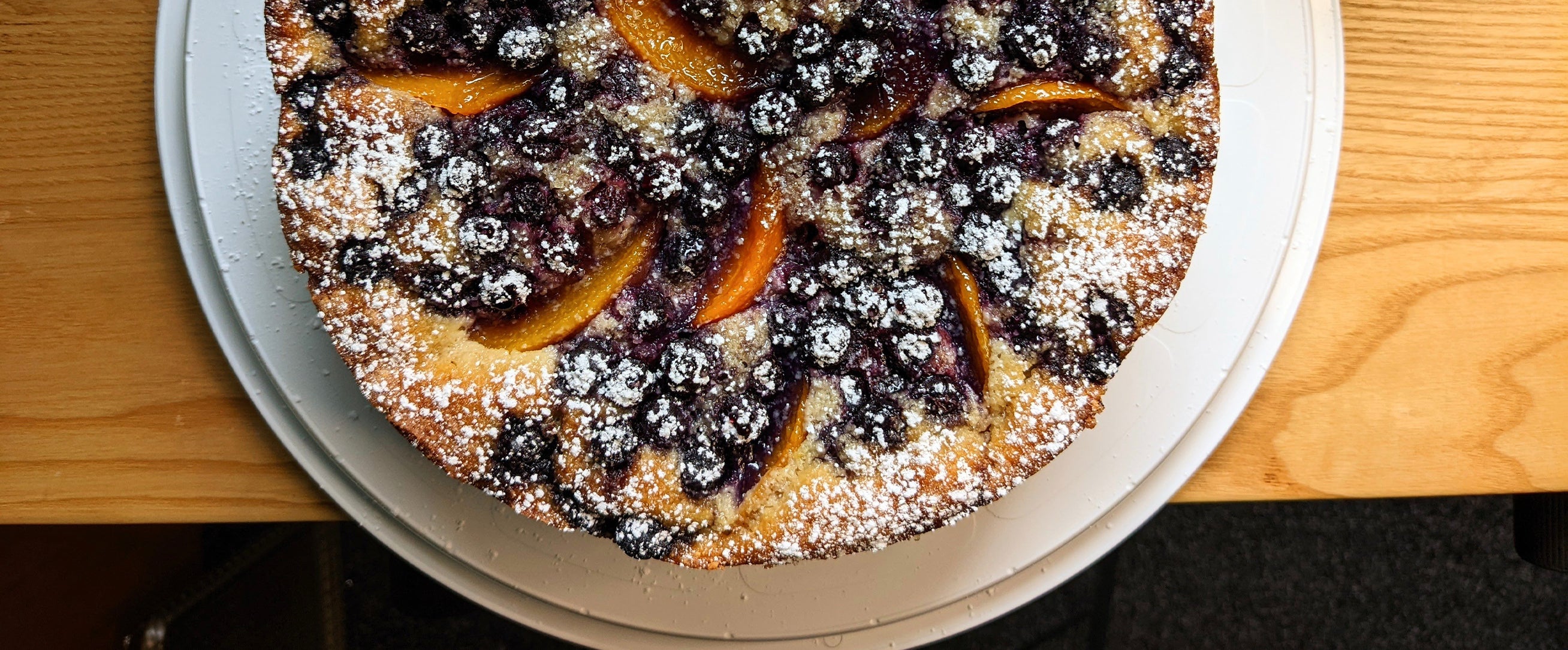 Blueberry-Peach Citrus Semolina Cake